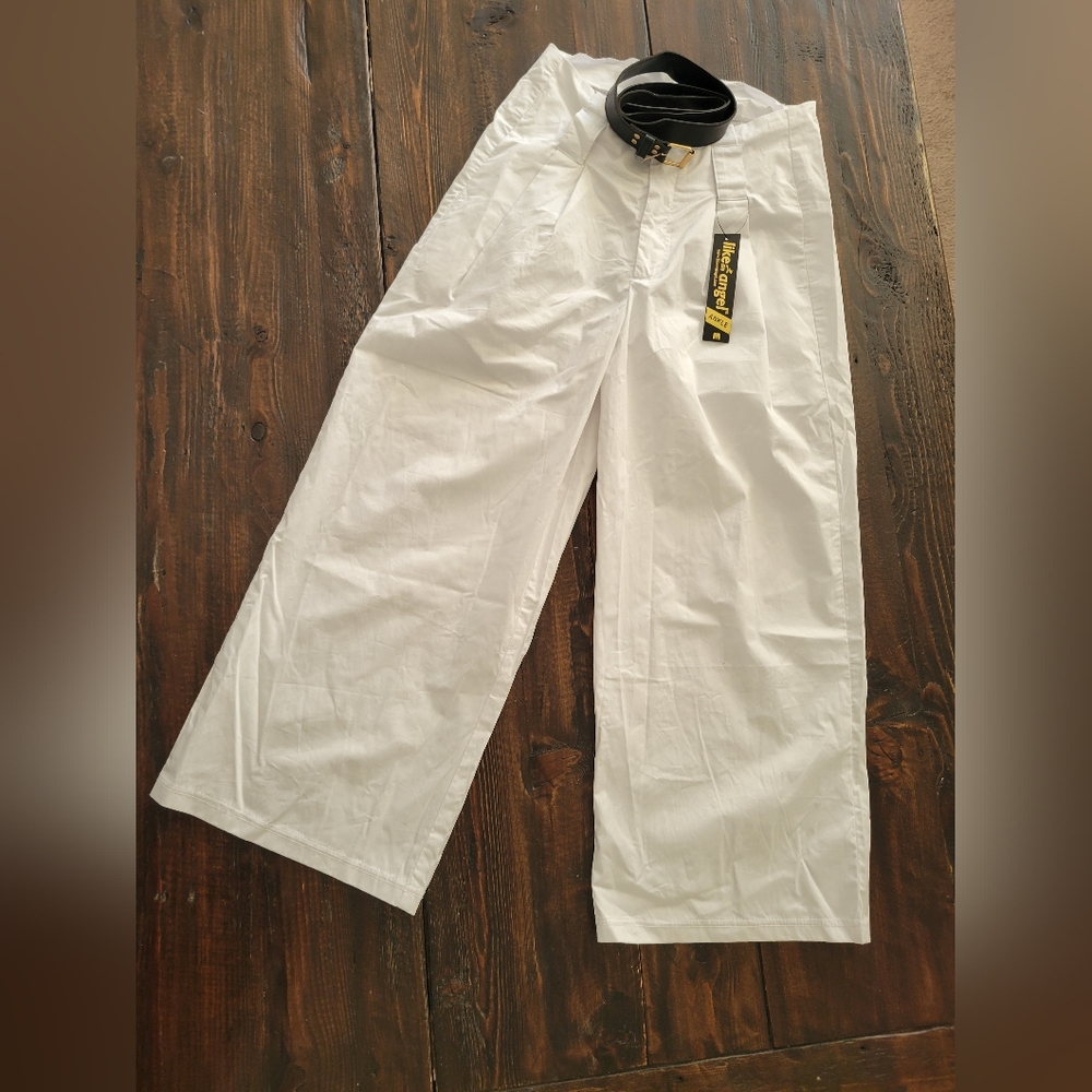 NEW NWT White Wide Leg High Riae Pants: M